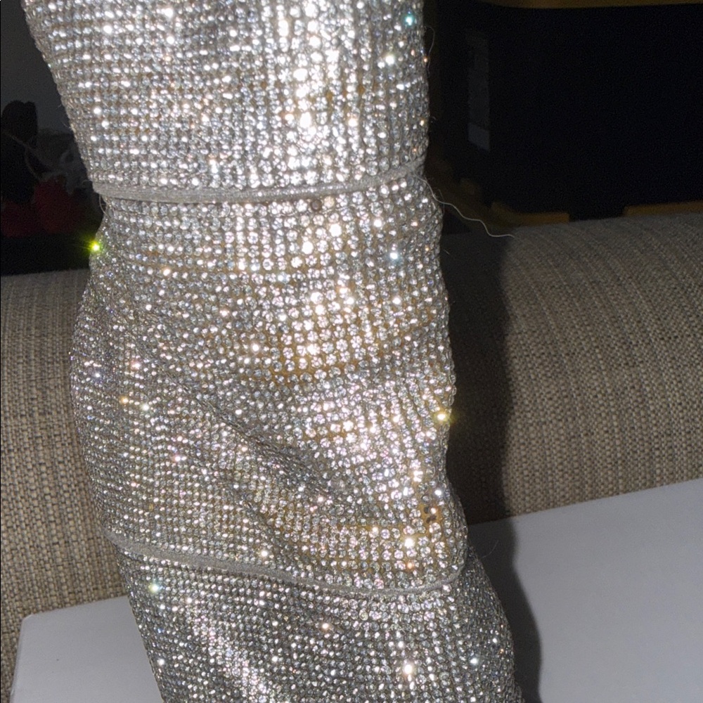 Silver Steve Madden Rhinestone Boots - Picture 2 of 8